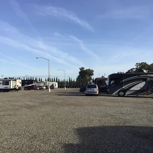 Pull through sites are all on a gravel parking lot