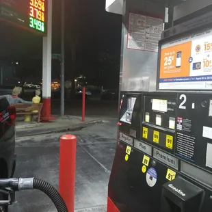 a gas pump at a gas station