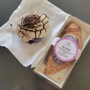 On the left the ube oreo concha