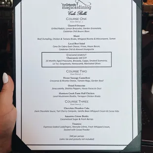 Magical Dining Menu