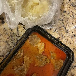 Beef peanut butter soup with fufu