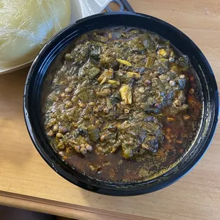 Okra soup with meat