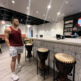 We confirmed! You can sit on these! I thought they were just decorations cause they're drums haha