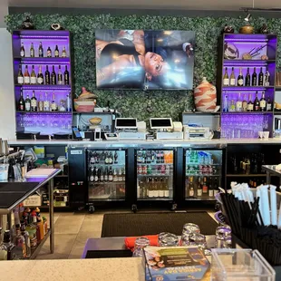 My view from the bar.  African hip hop on the TV.