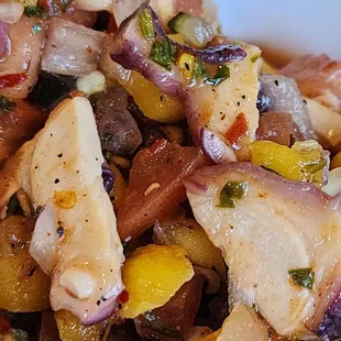 Close up of the octopus and shrimp ceviche.