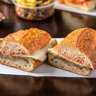 a sub sandwich cut in half