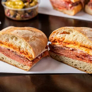 a sub sandwich cut in half