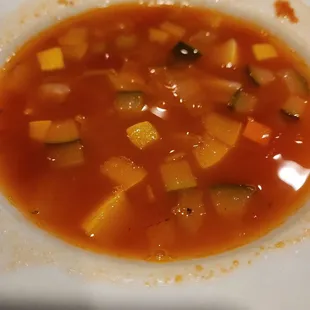 Disappointed in their Minestrone Soup, it was literally vegetables. Like celery, squash, zucchini &amp; onions.