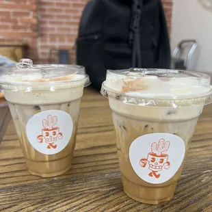 Dulce de leche iced cold brew over oatchata foam and 3 leches foam!