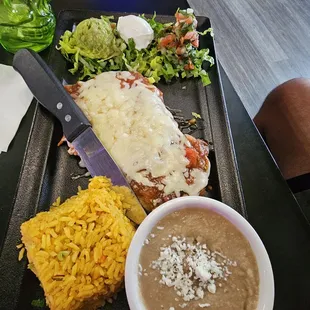 Steak and rice and beans