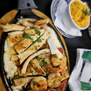 Chicken and shrimp  hot plate