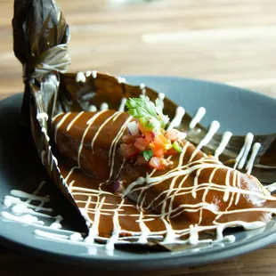 Pork Tamale with Mole Sauce