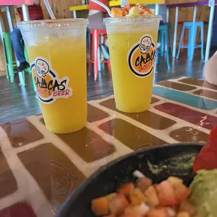 Limonada de mango (on the left) and limonada de piña (on the right)