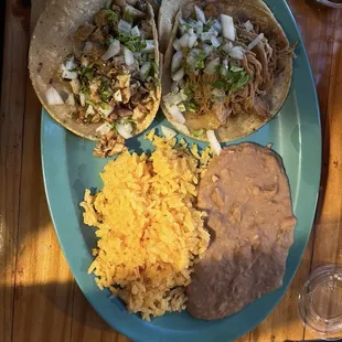 Two pollo asado tacos