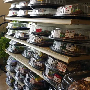 Shelves of king cakes at Calandro&apos;s on Perkins