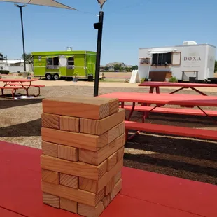 a stack of wooden blocks