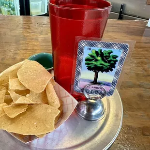 Complimentary chips and salsa bar