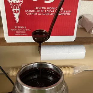 Hot fudge on tap.