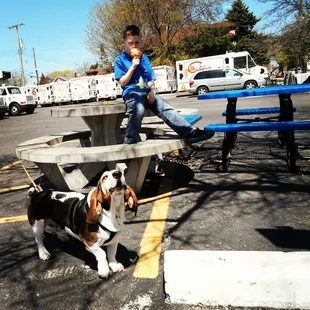 Grandson n Frank the Bassett Hound love this treat