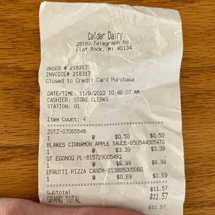 Receipt- Egg Nog was what brought us in