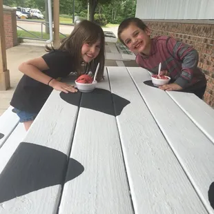 The kids were big fans of the cow tables
