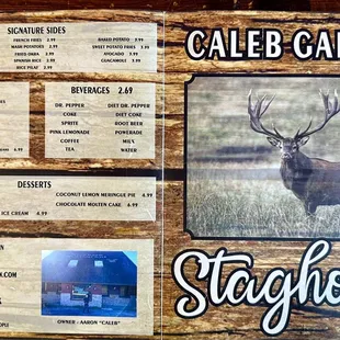 Menu front cover &amp; back cover.