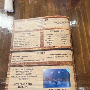 menu