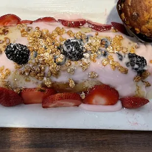 Fruit crepe. There&apos;s a whole banana inside
