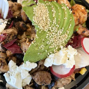 Union Salad with Chicken and chipotle shrimp (take out)