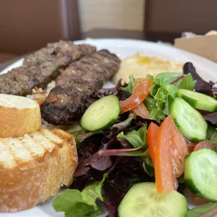 Kabob Plate with Salad and Hummus