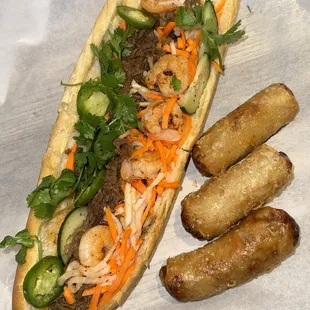 Surf &amp; Turf Banh Mi &amp; Rice Paper Eggrolls