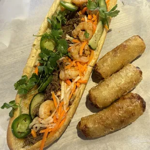 Surf &amp; Turf Banh Mi &amp; Rice Paper Eggrolls