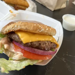 Cali burger single with zucchini fries