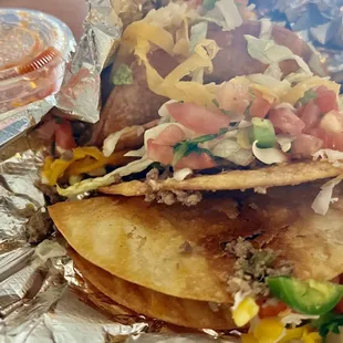 3 tacos and HOT salsa