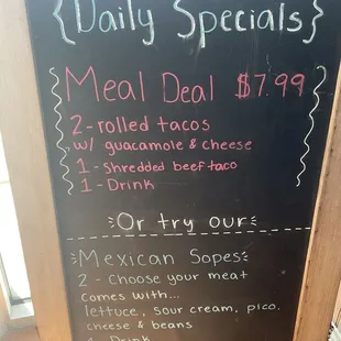 Menu. Daily special