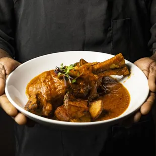 Vindaloo

- Braised baby back ribs or fall-off-the-bone lamb shank in spicy Goan curry