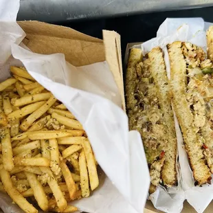 Garlic Fries and Bacon Cluck Melt