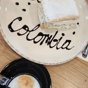 a piece of cake and a cup of coffee