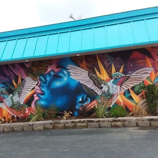 Mural on the side of the restaurant.