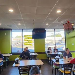 people eating at tables