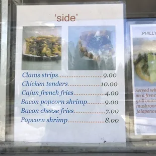 Menu of sides.