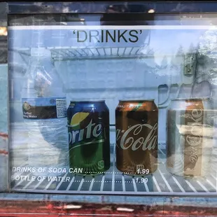 Drink options and prices.