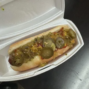 Hotdog with jalapeño