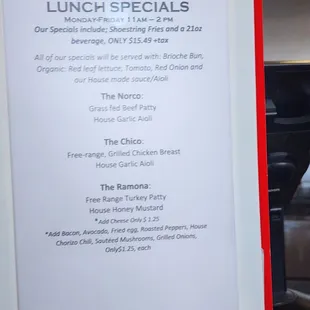 Lunch specials