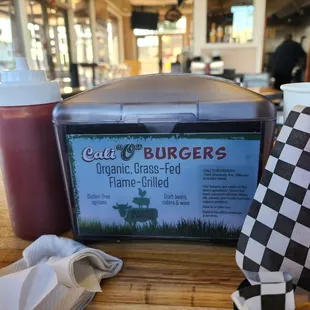 Napkins &amp; ketchup at table