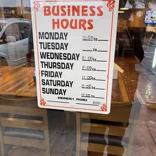 Business hours 12/27/2022