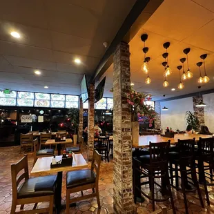 Nice tables and booth seating area