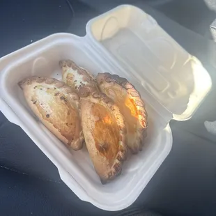 Best Empenadas ever.  Ground beef just a little spicy with crust being just a little sweet. Over filled with meat. Will definitely be back.