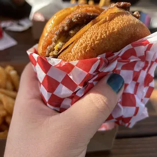 Double cheeseburger with fries