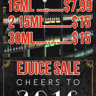 All Vape juice on Sale until new year 15ml $7.99 30ml $15